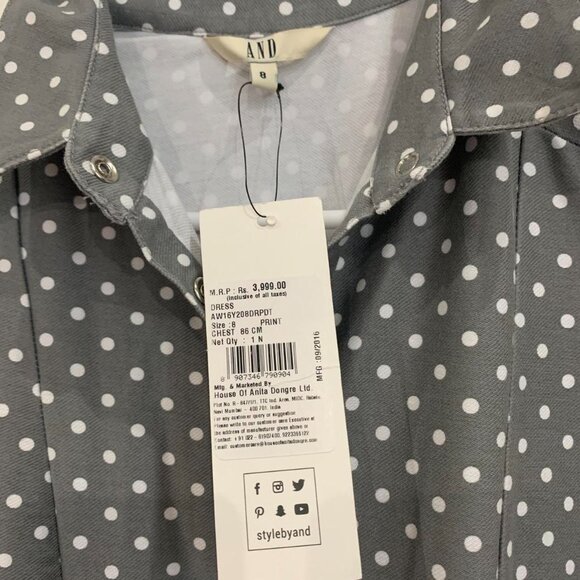 button down polka dot grey dress - Picture 3 of 3